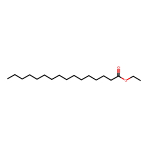Structure of palmatic acid, ethyl ester