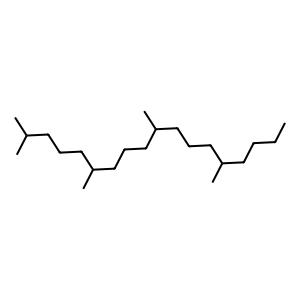 Structure of pristane (= 2,6,10,14-tetramethylpentadecane)