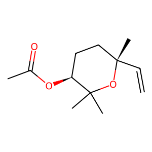 Structure of trans-linalool oxide acetate (pyranoid)