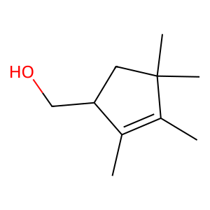 Structure of 1,1,2,3-tetramethyl-4-hydroxymethyl-2-cyclopentene