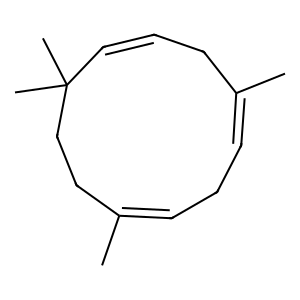 Structure of 1,4,7,-cycloundecatriene, 1,5,9,9-tetramethyl-, z,z,z-