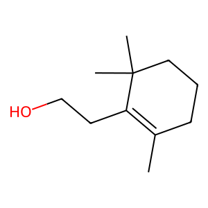 Structure of 1-cyclohexene-1-ethanol,  2, 6, 6-trimethyl