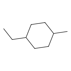 Structure of 1-ethyl,4-methylcyclohexane