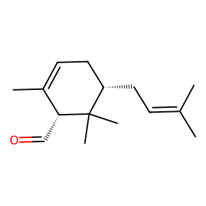 Structure of 1-formyl-2,2,6-trimethyl-3-cis-(3-methylbut-2-enyl)-5-cyclohexene