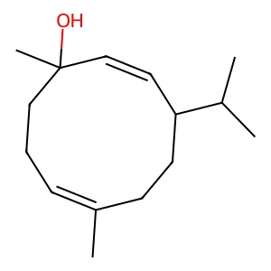 Structure of 1-hydroxy-1,7-dimethyl-4-isopropyl-2,7-cyclodecadiene