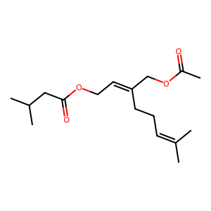 Structure of 10-acetoxyneryl isobutyrate