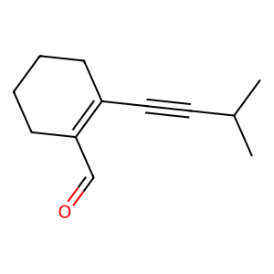 Structure of 2-(3-methyl-but-1-ynyl)-cyclohexene-1-carboxaldehyde