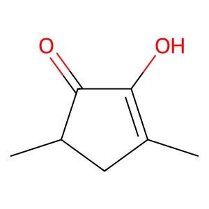 Structure of 2-hydroxy-3,5-dimethylcyclopent-2-en-1-one