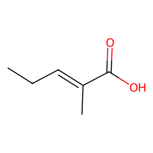 Structure of 2-methyl-2-pentenoic acid