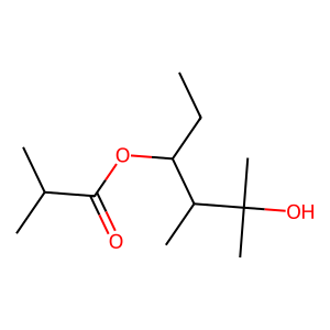 Structure of 2-methylpropanoic acid 2,2-dimethyl-1-(2-hydroxy-1-methylethyl) propyl ester