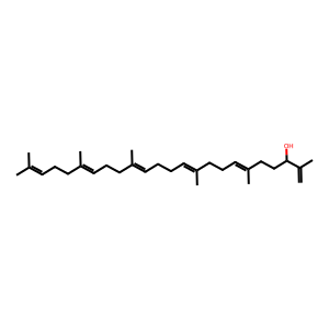 Structure of (6e,10e,14e,18e)-2,6,10,15,19,23-hexamethyltetracosa-1,6,10,14,18,22-hexaen-3-ol
