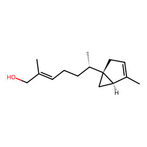 Structure of (e)-sesquithujene-12-ol