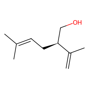 Structure of (r)-5-methyl-2-(1-methylethenyl)-4-hexen-1-ol